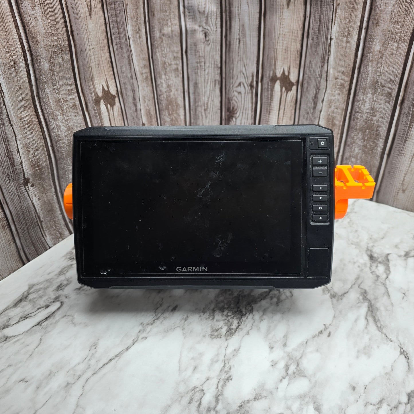 Front view of the chartplotter tool holder mounted on the side