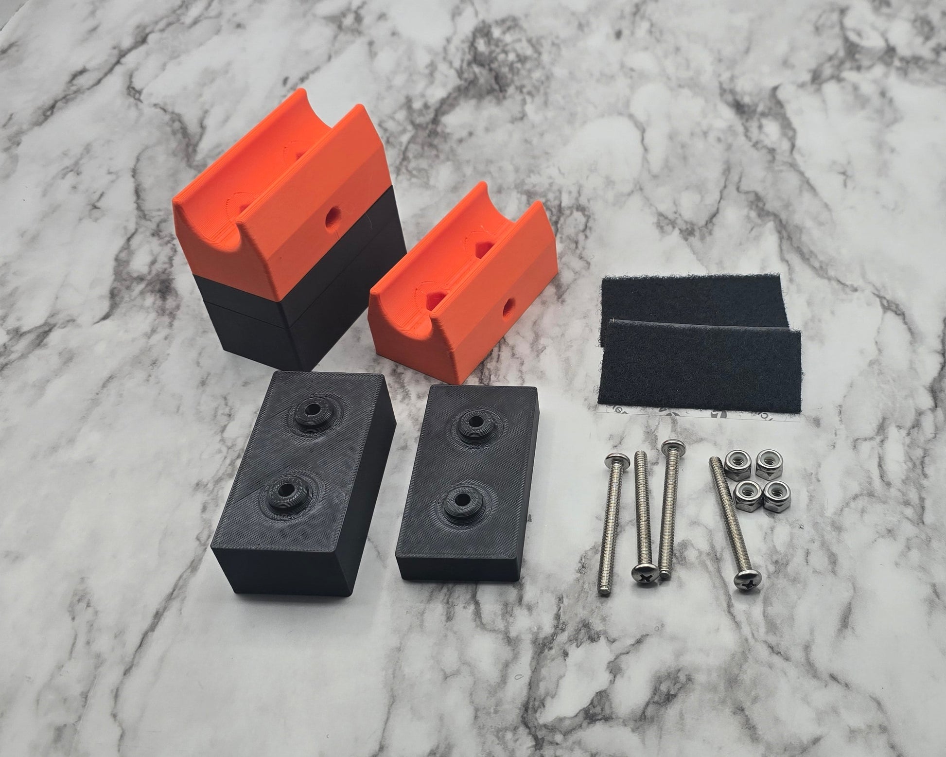 spacer, riser, screws, nuts, Velcro