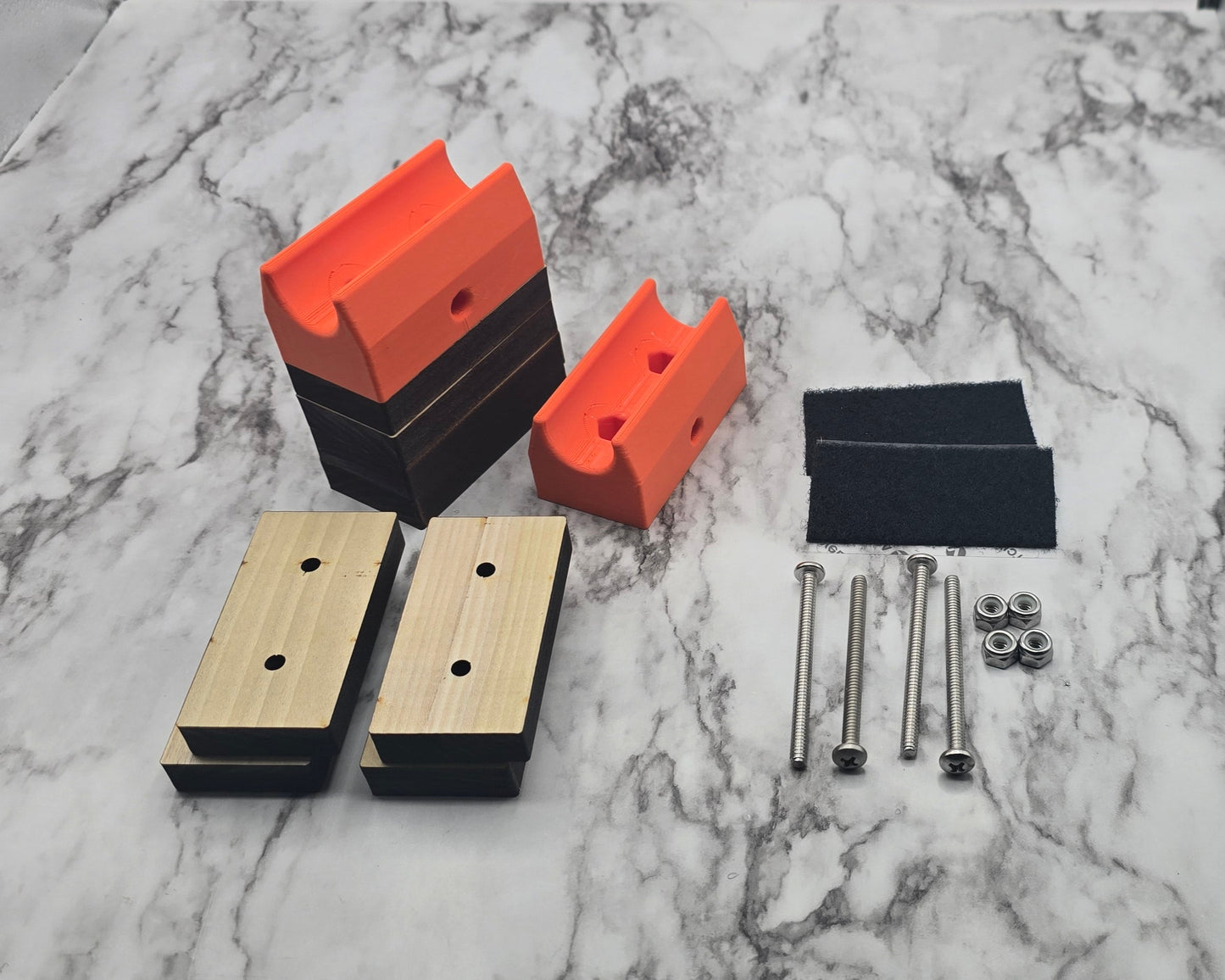 spacer, riser, screws, nuts, Velcro