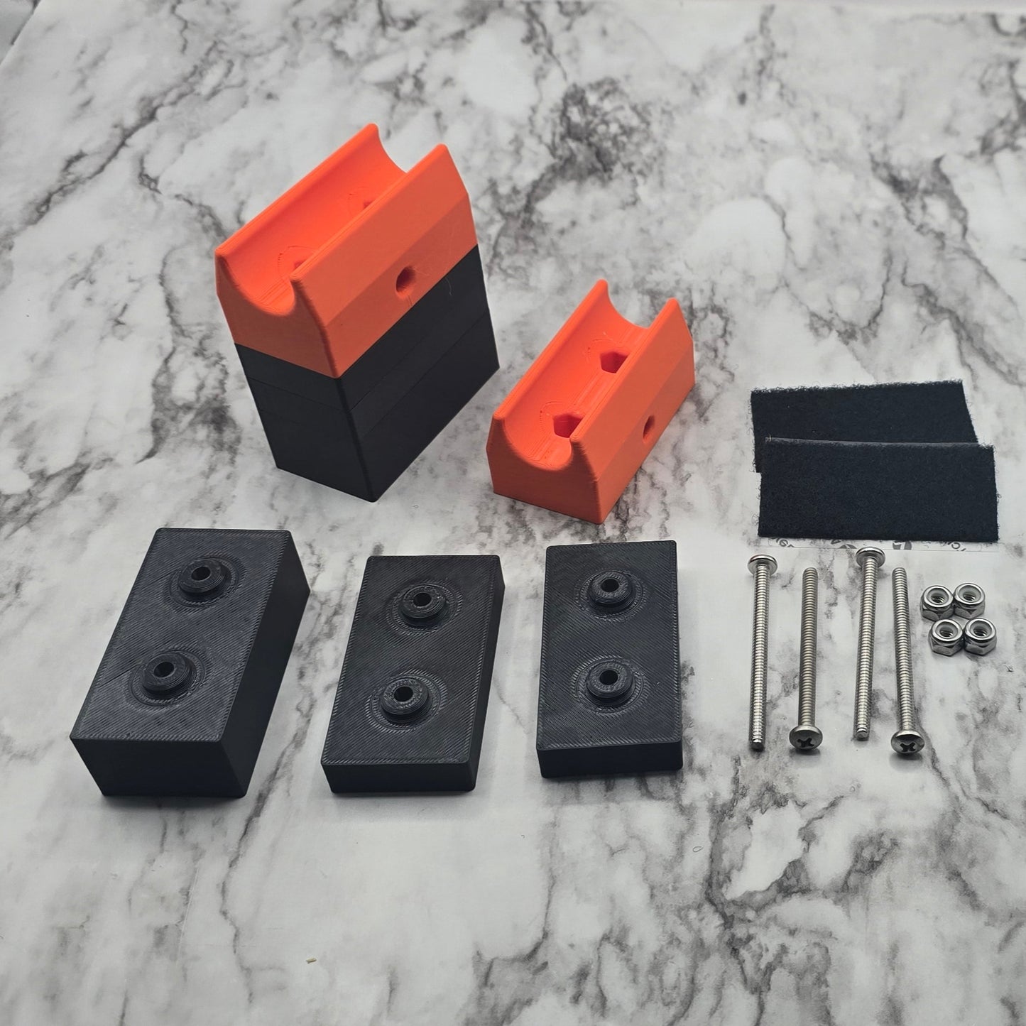 spacer, riser, screws, nuts, Velcro