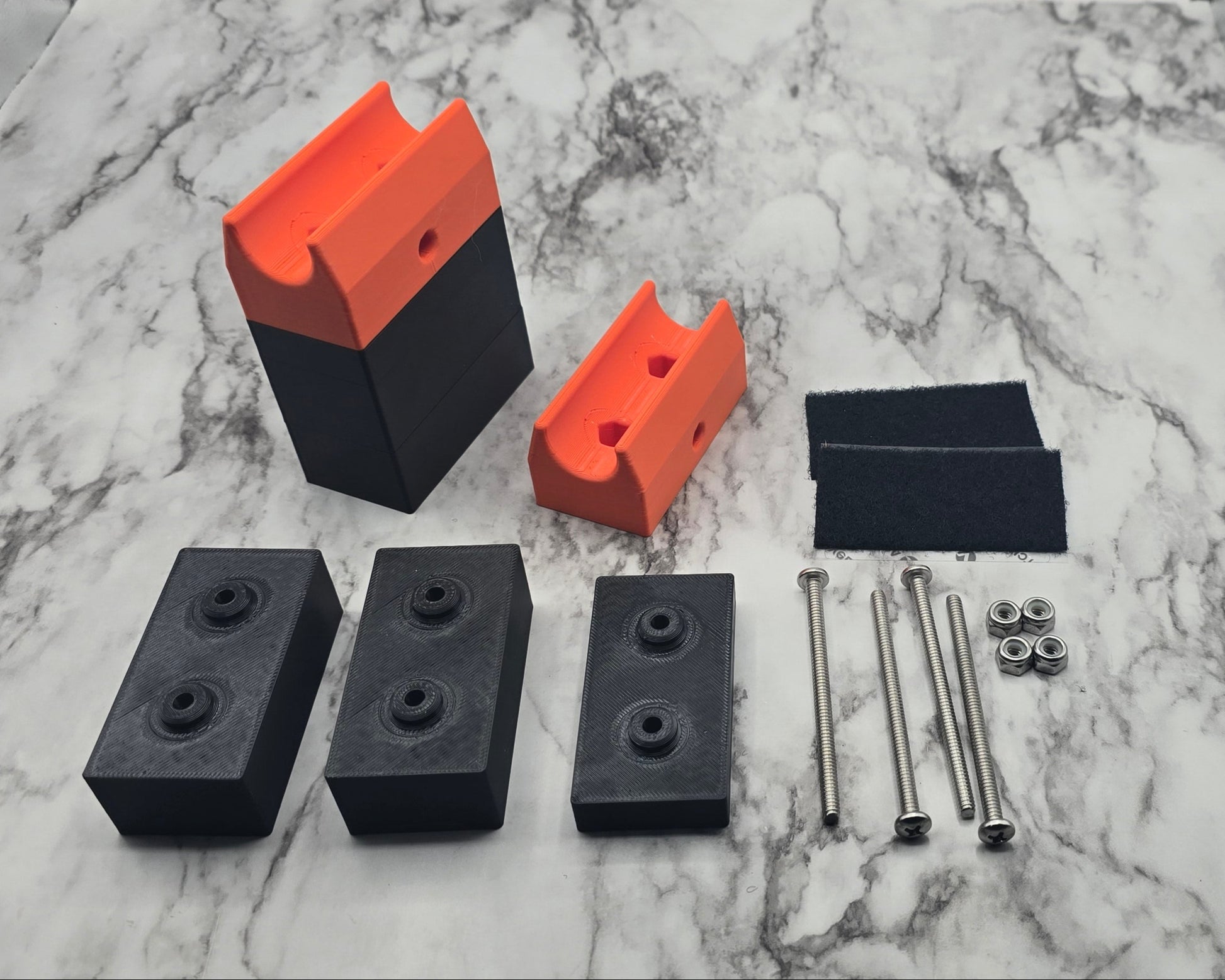 spacer, riser, screws, nuts, Velcro