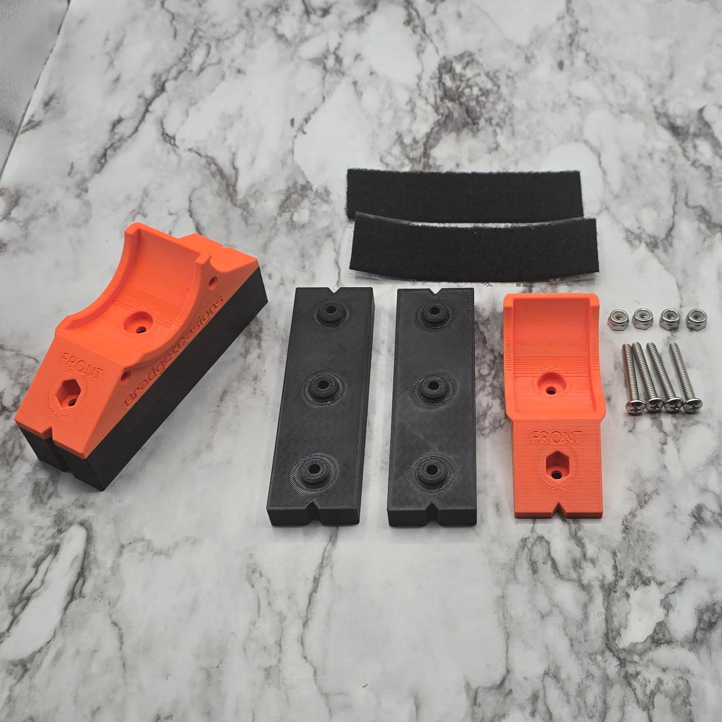 riser, spacer, bolts, nuts, velcro