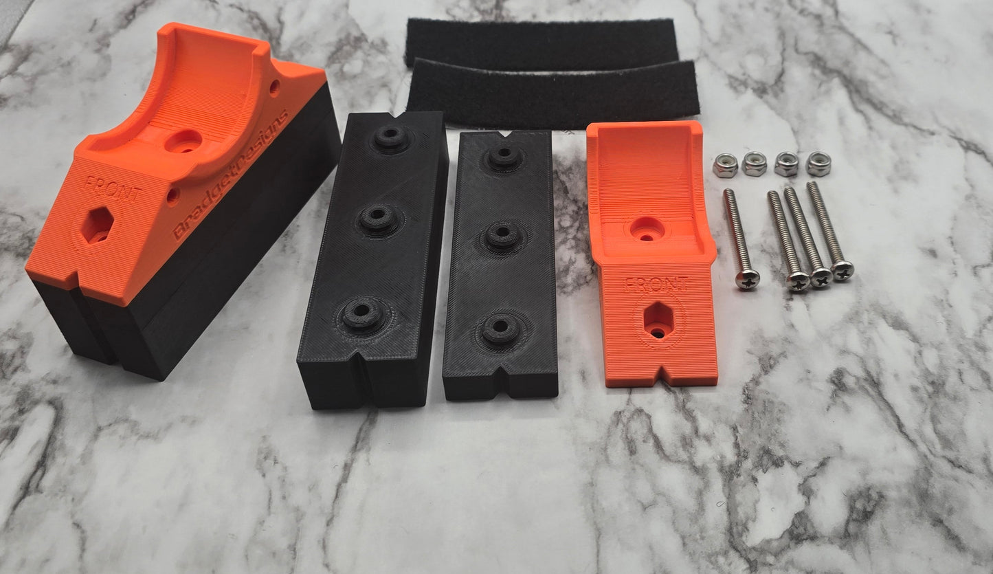 riser, spacer, bolts, nuts, velcro