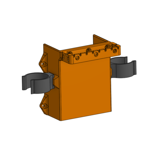 Model rendering showing the small pocket with two can clips and small lure hanger