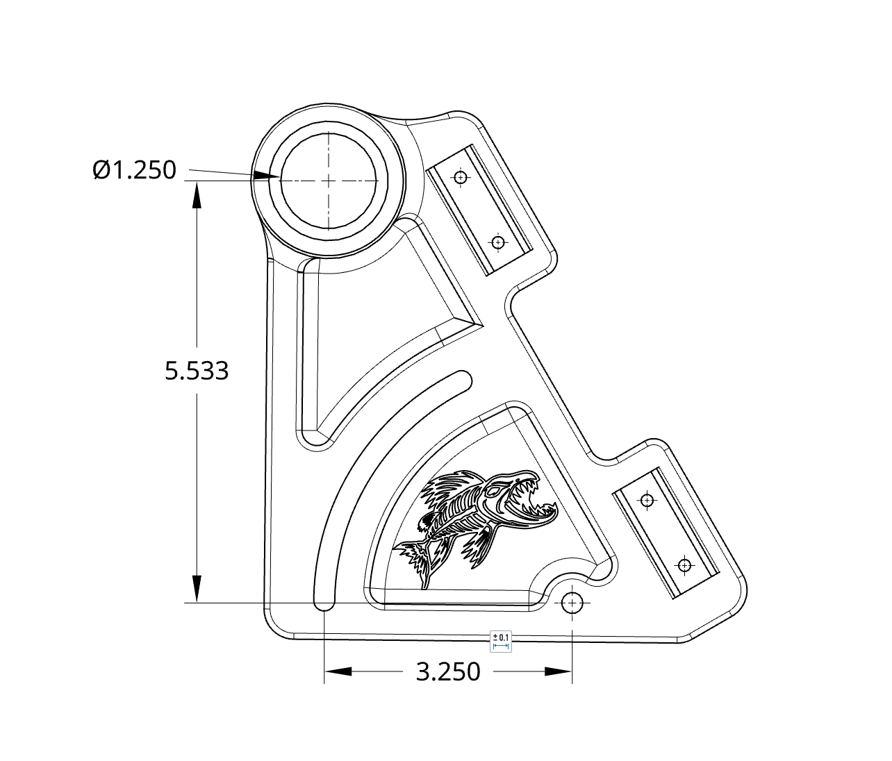 Dimensional image showing key measurements