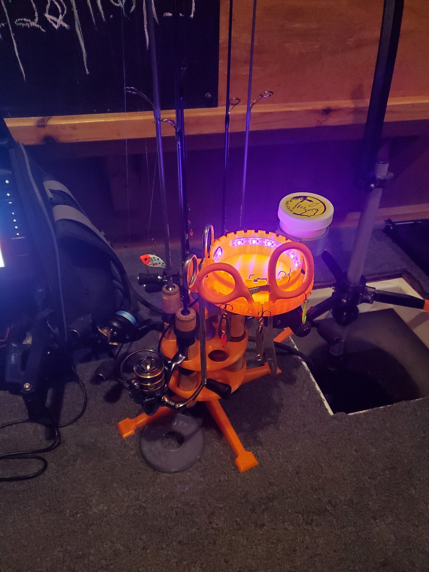 Shack Caddy - Ice Fishing Rod Stand with Optional Tool Caddy/Glow Cup