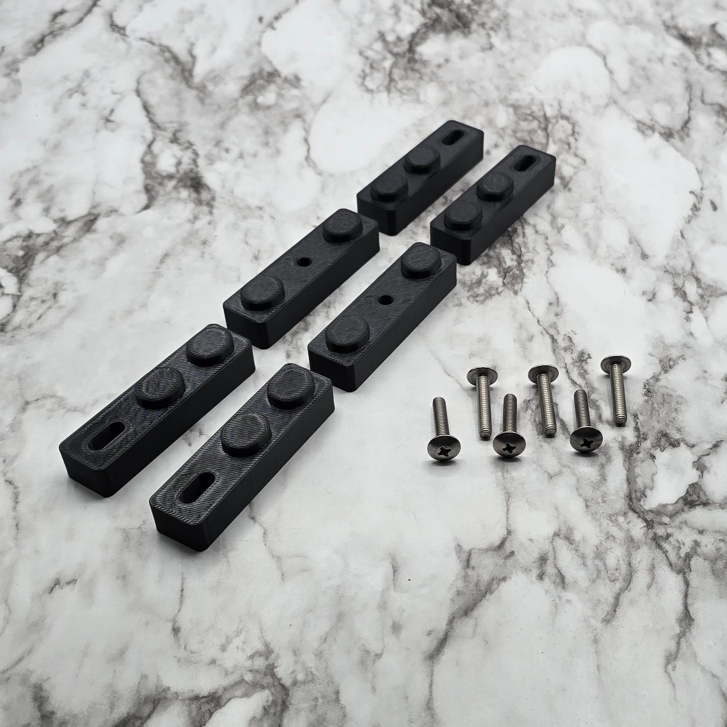 black spacers and screws
