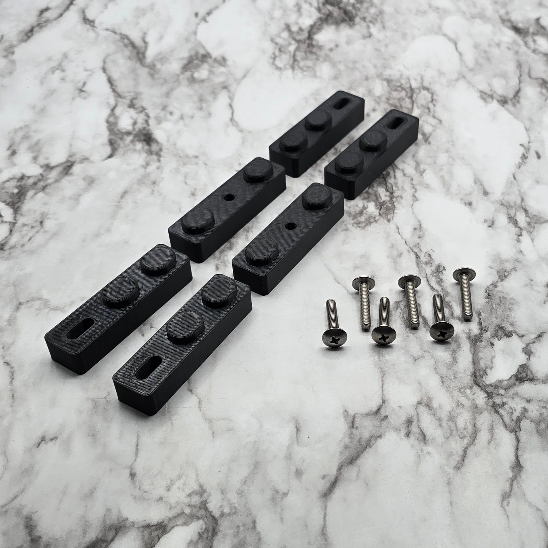 black spacers and screws