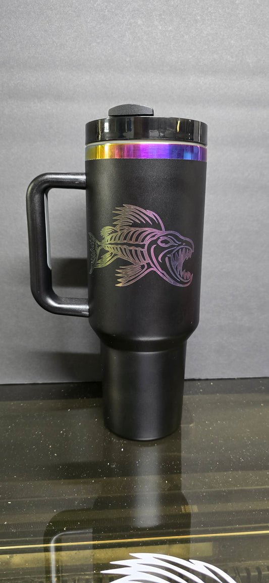 Blemished - Bradget Designs Fish Logo 40oz Black Iridescent Tumbler