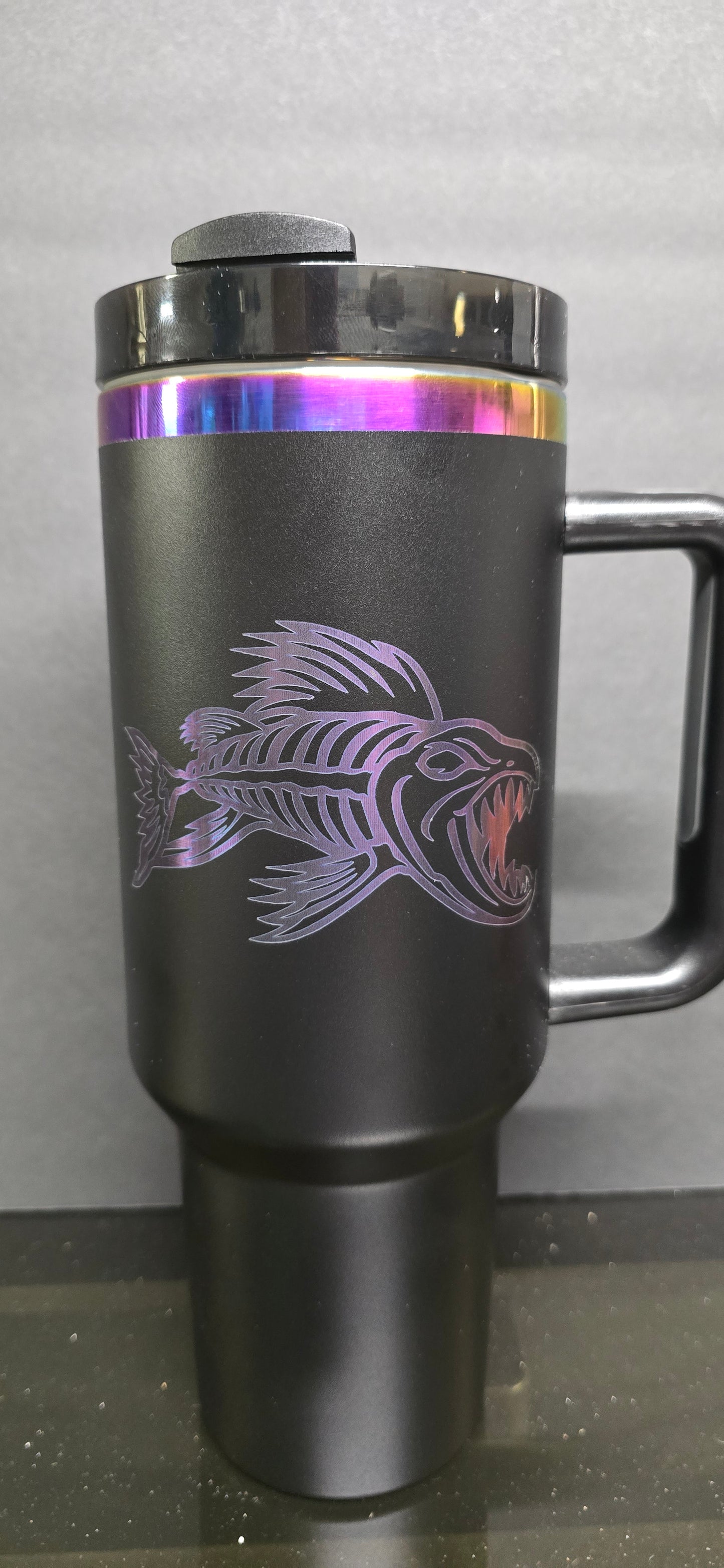 Blemished - Bradget Designs Fish Logo 40oz Black Iridescent Tumbler