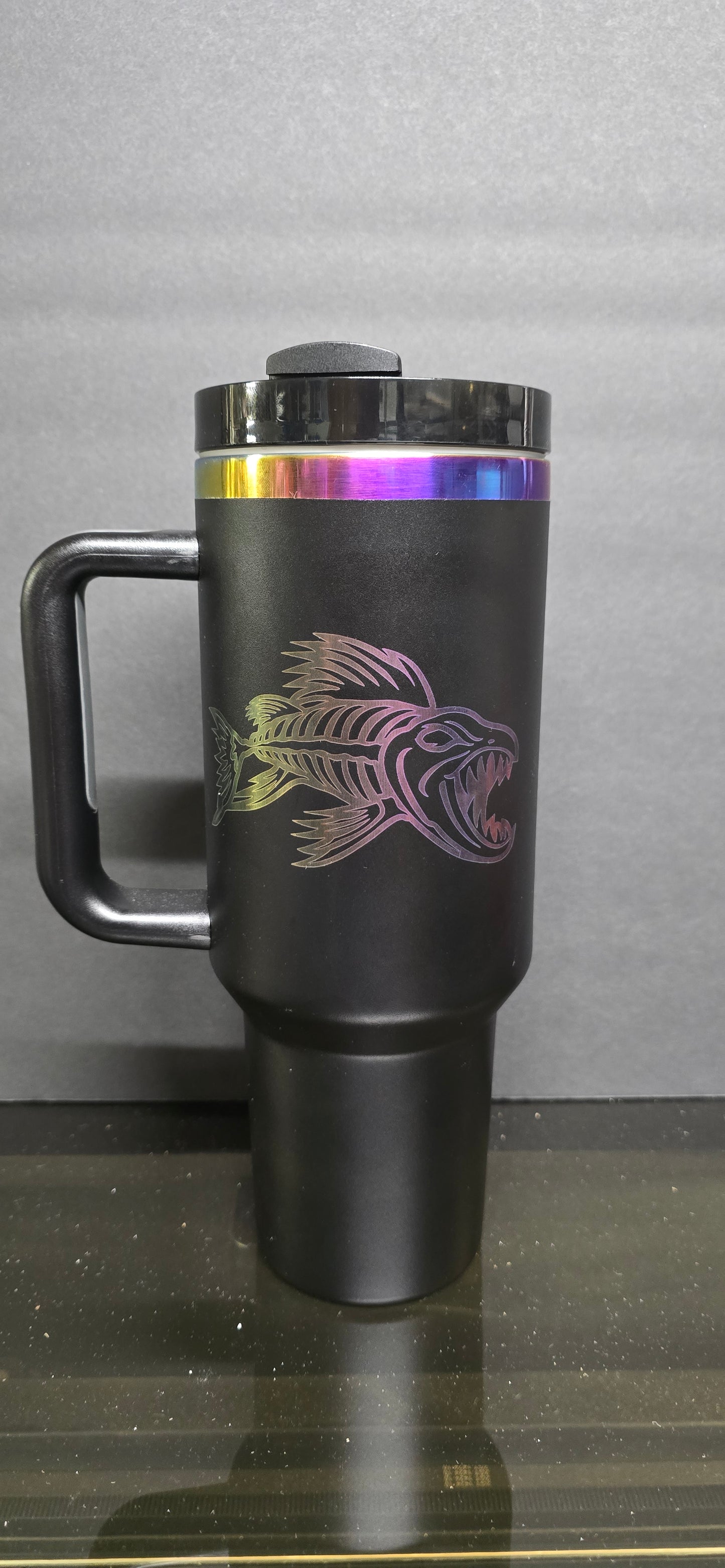 Blemished - Bradget Designs Fish Logo 40oz Black Iridescent Tumbler