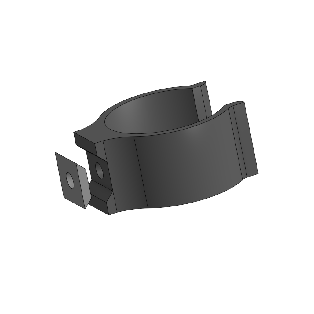 Model rendering showing the can clip and flush mount tab