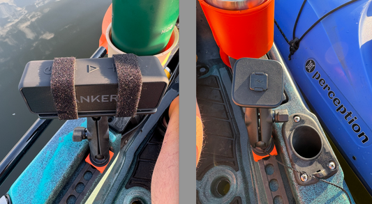 Photo showing the seat rail mount in action