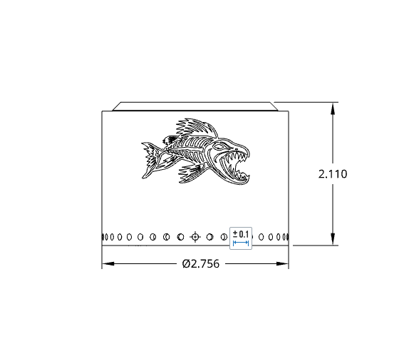 Dimensional drawing of the fire pit