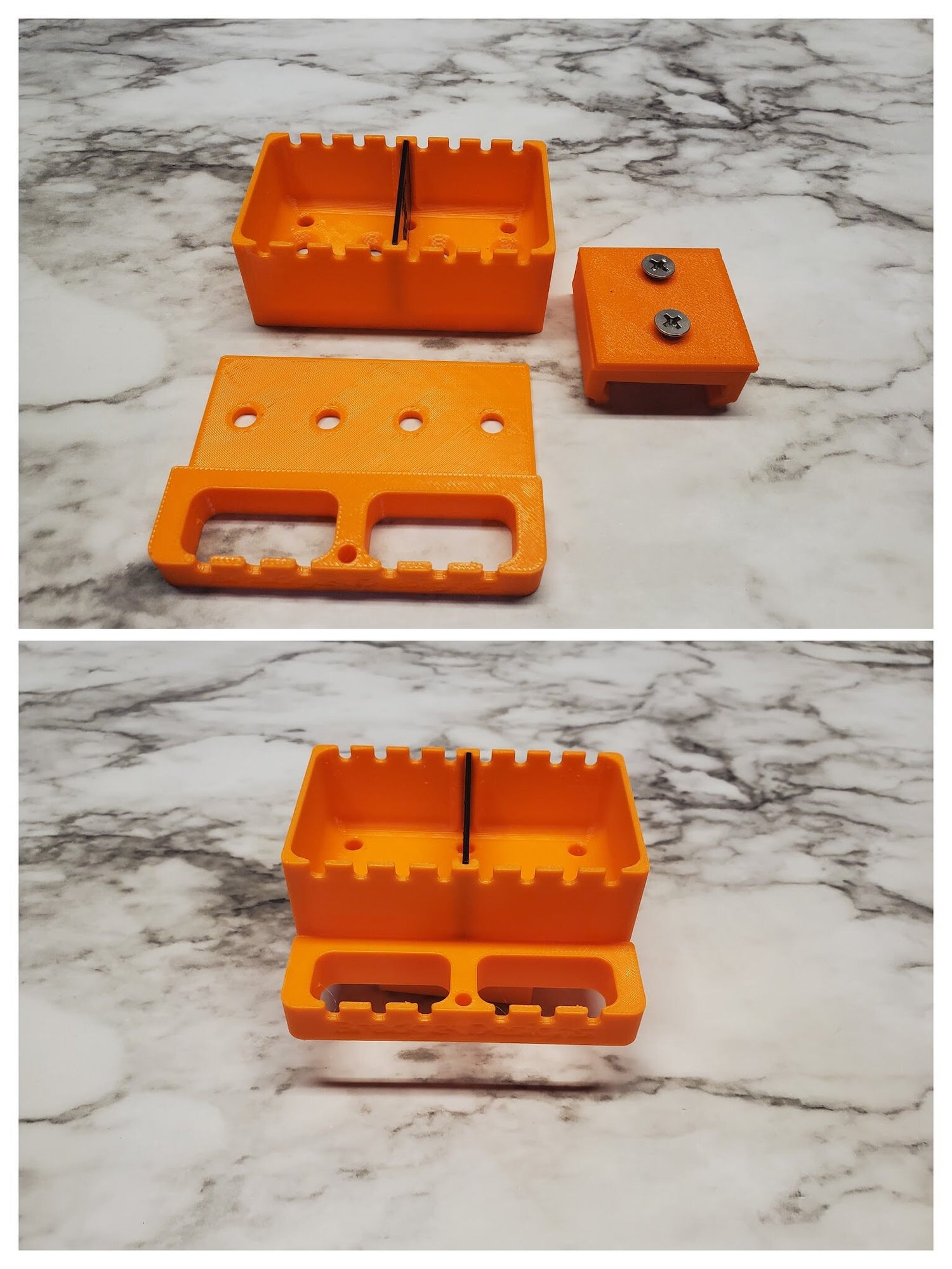 Images of the 2 unit tray bundle parts and assembled