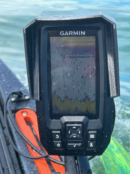 Photo of the sunshade on a Striker 4 Plus out on the water