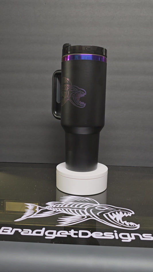 Blemished - Bradget Designs Fish Logo 40oz Black Iridescent Tumbler
