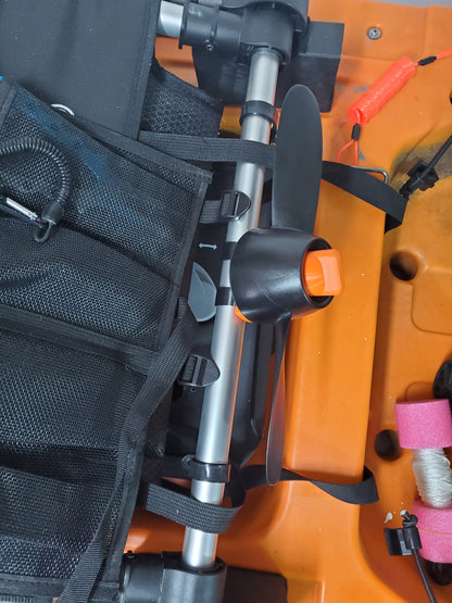 Photo of spare prop mounted to rear of seat