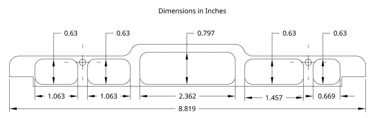 Dimensional drawing in inches